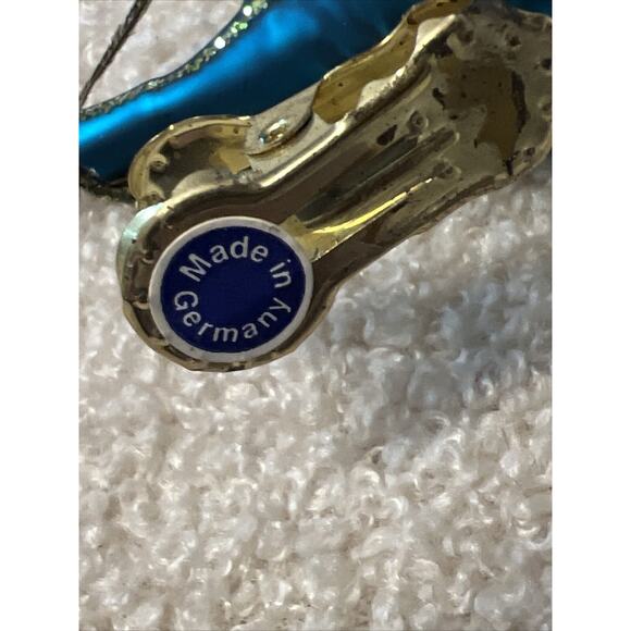 Vintage Blown Glass Peacock Clip-On Christmas Ornament Germany Turquoise - Picture 8 of 8